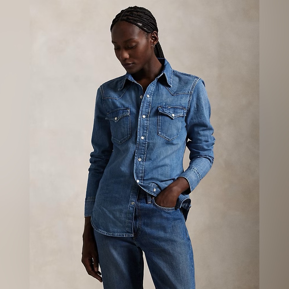 Ralph Lauren || Denim & Supply Western Denim Distressed Snapdown